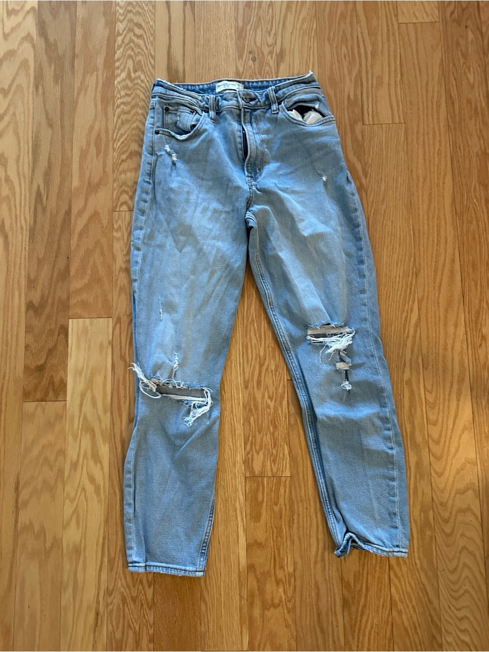 Abercrombie Curve Love Mom Jeans High Rise Cropped Distressed Size 27